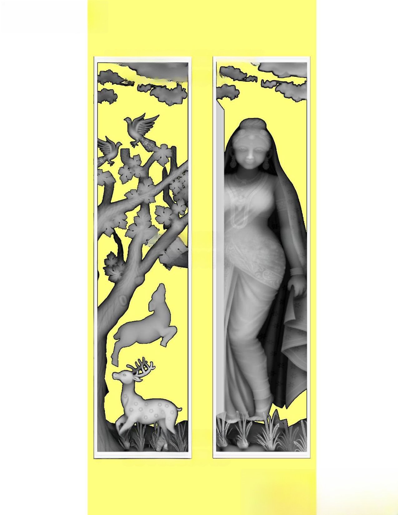 MD - MIX-99 Artistic Nature and Goddess Relief Carved Door Design